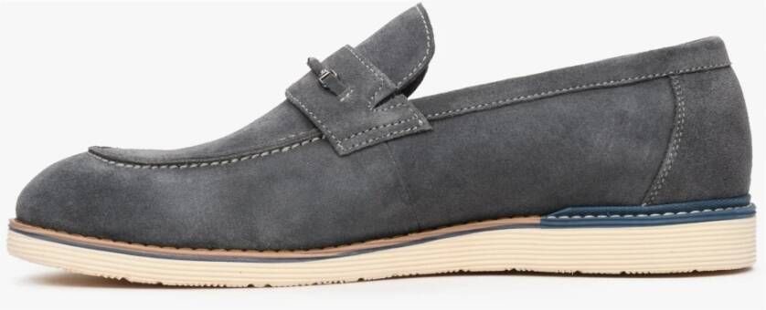 Estro Heren Grijs Velours Slip-On Loafers Er00112589 Gray Heren