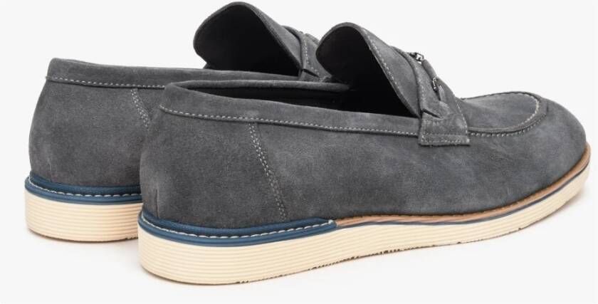 Estro Heren Grijs Velours Slip-On Loafers Er00112589 Gray Heren