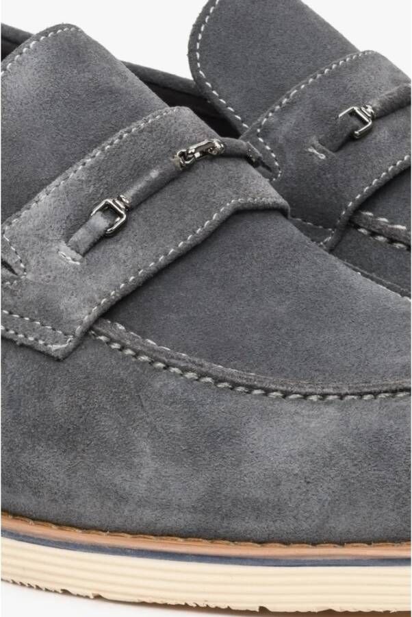 Estro Heren Grijs Velours Slip-On Loafers Er00112589 Gray Heren