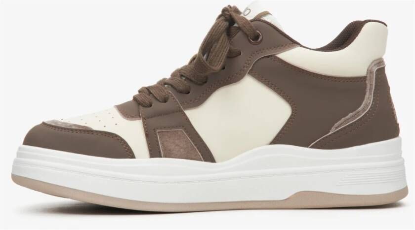 Estro Dames Bruin & Beige High-Top Sneakers gemaakt van Leer Er00114289 Multicolor Dames