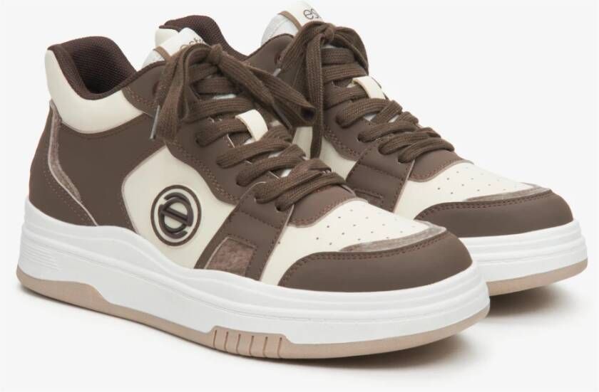 Estro Dames Bruin & Beige High-Top Sneakers gemaakt van Leer Er00114289 Multicolor Dames