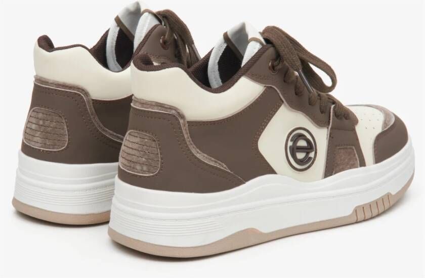 Estro Dames Bruin & Beige High-Top Sneakers gemaakt van Leer Er00114289 Multicolor Dames