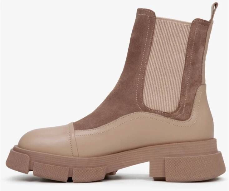 Estro Dames Beige Suède & Leren Enkellaarzen Er00111966 Multicolor Dames