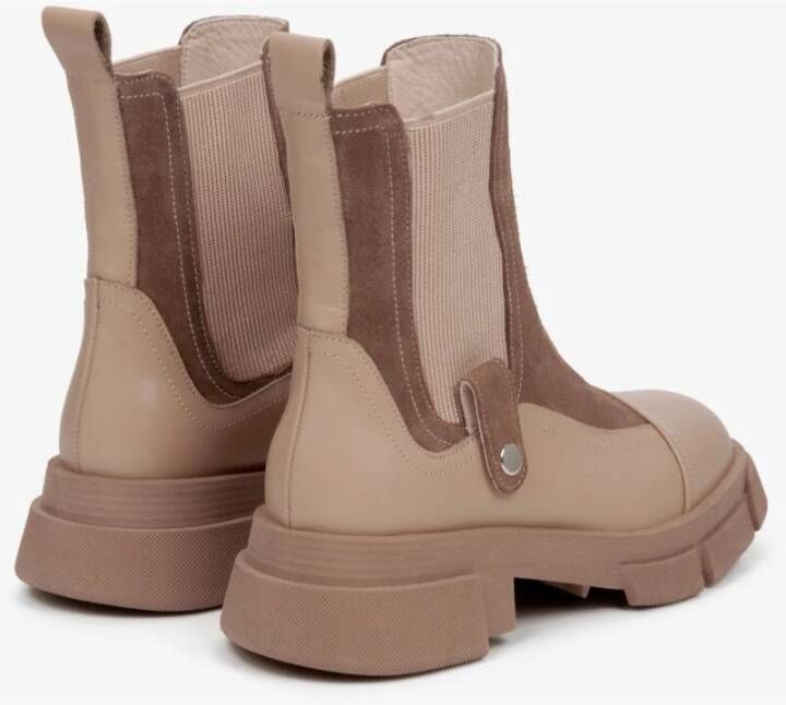 Estro Dames Beige Suède & Leren Enkellaarzen Er00111966 Multicolor Dames