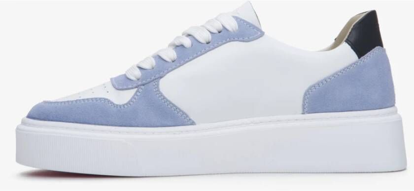 Estro Dames Blauw & Wit Sneakers Gemaakt van Leer & Velours Er00113465 Multicolor Dames