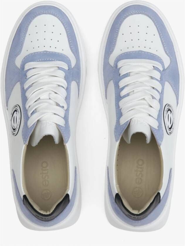 Estro Dames Blauw & Wit Sneakers Gemaakt van Leer & Velours Er00113465 Multicolor Dames
