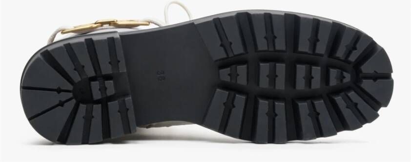 Estro Dames Beige & Grijs Echt Leren Enkellaarzen met Gouden Ornament Er00113502 Multicolor Dames