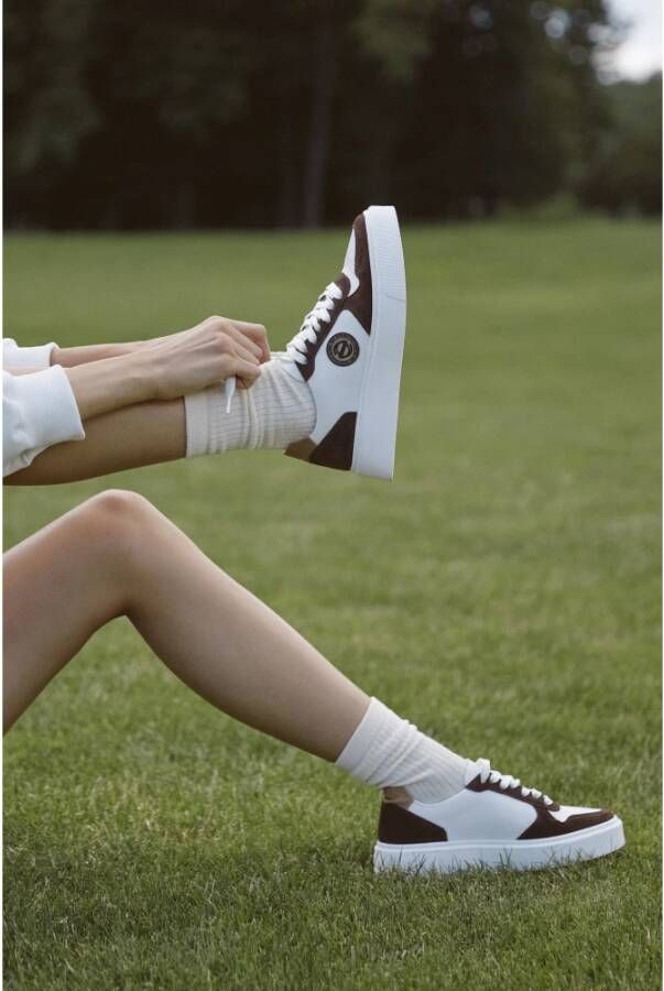 Estro Dames Roze & Wit Leren & Velours Sneakers Er00113063 White Dames