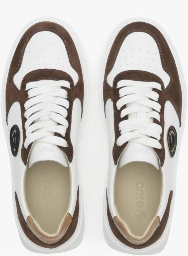 Estro Dames Roze & Wit Leren & Velours Sneakers Er00113063 White Dames