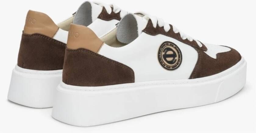 Estro Dames Roze & Wit Leren & Velours Sneakers Er00113063 White Dames