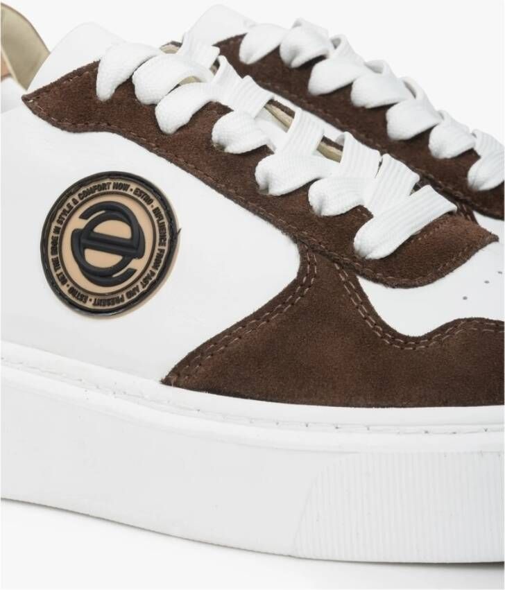 Estro Dames Roze & Wit Leren & Velours Sneakers Er00113063 White Dames