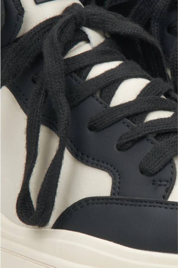Estro Dames Beige & Zwart Leren High-Top Sneakers Er00114291 Multicolor Dames