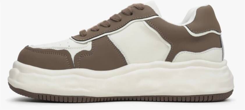 Estro Dames Bruin & Wit Laag-Top Sneakers gemaakt van Echt Leer Er00113591 Multicolor Dames