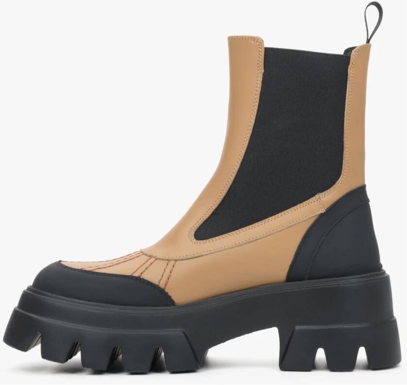 Estro Dames Bruin Leren Enkellaarzen voor de Herfst Er00111940 Multicolor Dames