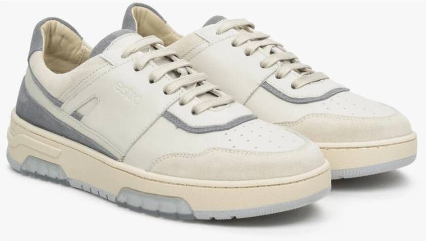 Estro Dames Wit & Lichtblauw Suède & Leren Sneakers Er00113300 Multicolor Dames