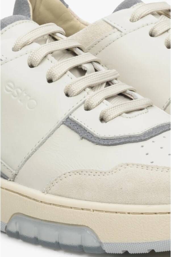 Estro Dames Wit & Lichtblauw Suède & Leren Sneakers Er00113300 Multicolor Dames