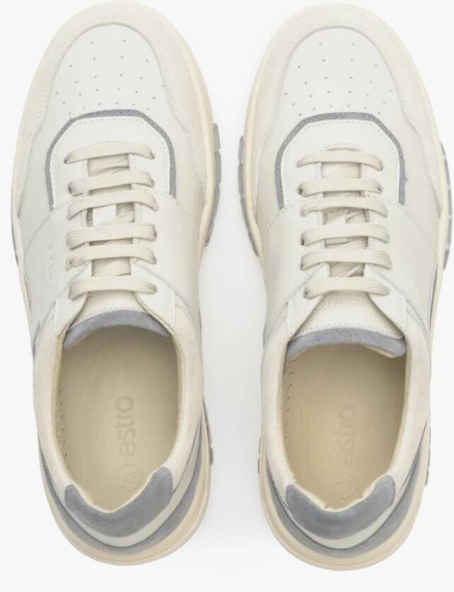 Estro Dames Wit & Lichtblauw Suède & Leren Sneakers Er00113300 Multicolor Dames