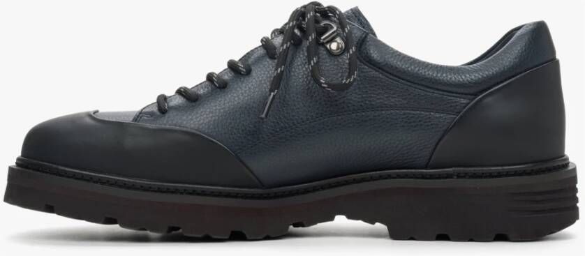 Estro Heren Donkerblauwe Leren Brogues met een Flexibele Zool Er00114399 Multicolor Heren