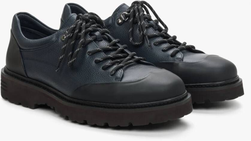 Estro Heren Donkerblauwe Leren Brogues met een Flexibele Zool Er00114399 Multicolor Heren
