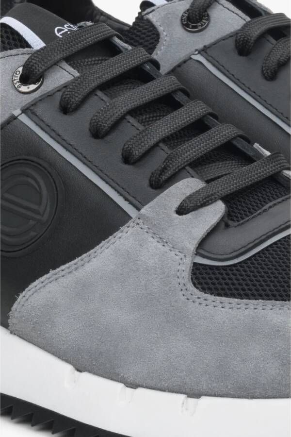 Estro Heren Zwart & Grijs Velours Sneakers met Elastische Zool Er00114552 Multicolor Heren