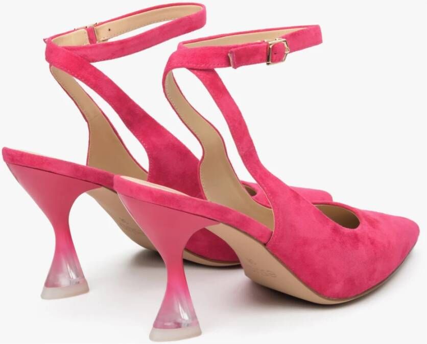 Estro Roze Velours Slingback Pumps met Trechterhak Er00113218 Pink Dames
