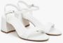 Estro Dames Blokhak Witte Sandalen gemaakt van Echt Leer Er00112424 White Dames - Thumbnail 2