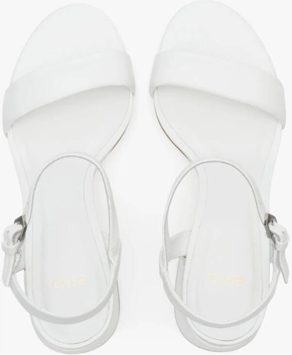 Estro Dames Blokhak Witte Sandalen gemaakt van Echt Leer Er00112424 White Dames