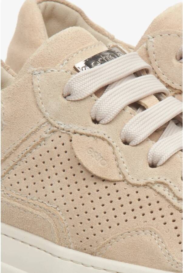 Estro Dames Licht Beige Suède Lage Sneakers Er00112943 Beige Dames