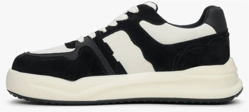 Estro Dames Zwart & Wit Velours & Leren Lage Sneakers Er00112594 Black Dames