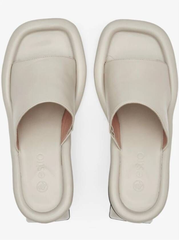 Estro Dames Beige Blokhak Muiltjes Er00112874 Beige Dames