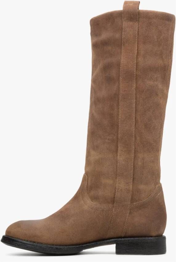 Estro Dames Bruine Vintage Laarzen gemaakt van Echt Italiaans Velours Er00113597 Brown Dames
