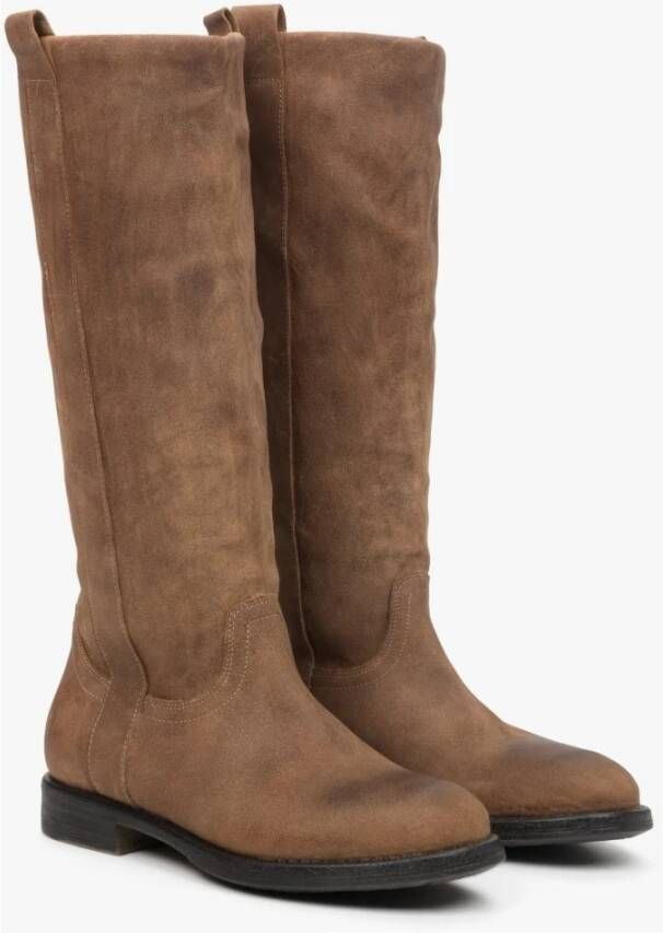 Estro Dames Bruine Vintage Laarzen gemaakt van Echt Italiaans Velours Er00113597 Brown Dames