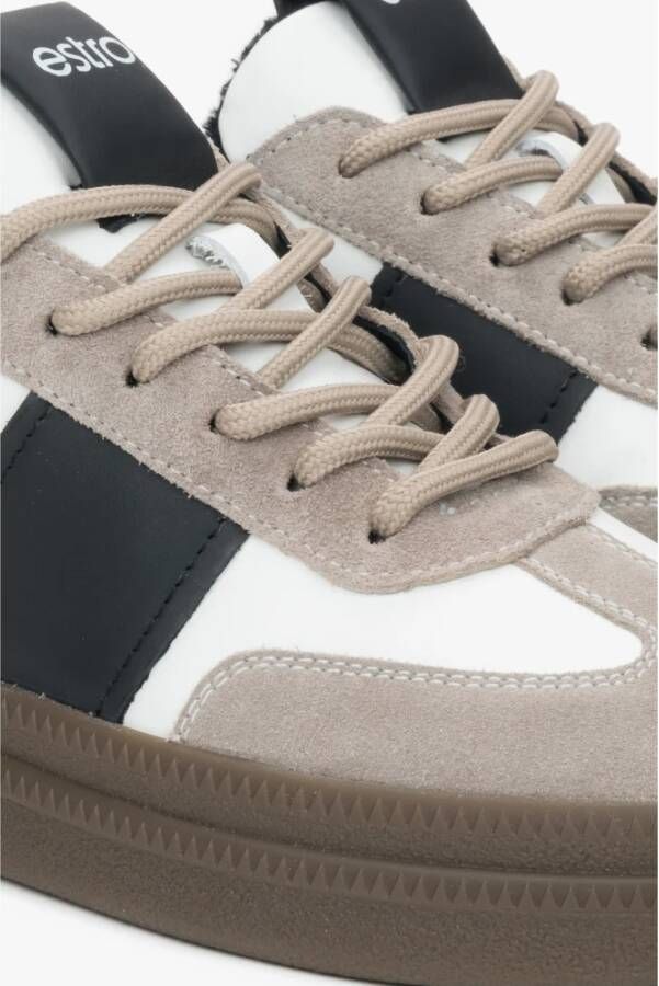 Estro Witte & Grijze Winter Lage Sneakers voor Vrouwen met Bontvoering White Dames