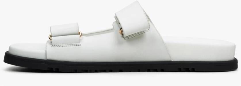 Estro Dames Witte Leren Slides met Verstelbare Dikke Banden Er00114726 White Dames