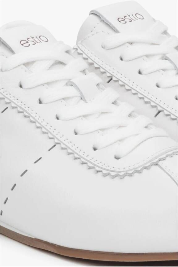 Estro Witte Zachte Leren Sneakers voor Vrouwen met Lage Zool