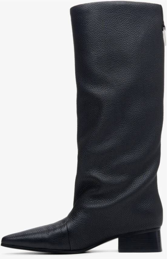Estro Zwarte Dames Brede Schacht Laarzen gemaakt van Echt Leer Er00113579 Black Dames