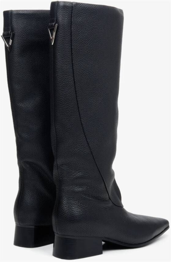 Estro Zwarte Dames Brede Schacht Laarzen gemaakt van Echt Leer Er00113579 Black Dames