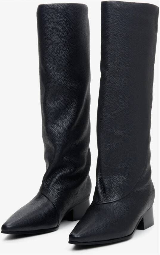 Estro Zwarte Dames Brede Schacht Laarzen gemaakt van Echt Leer Er00113579 Black Dames