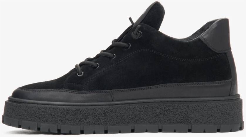 Estro Zwarte Hoge Sneakers voor Heren gemaakt van Italiaans Echt Velours en Leer met Licht Isolatie Black Heren