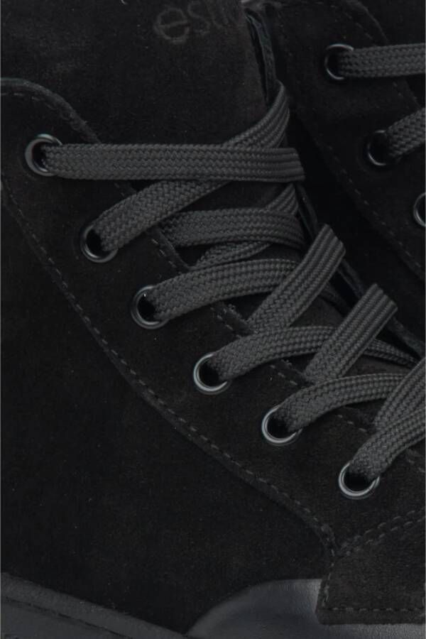 Estro Zwarte Hoge Winter Sneakers voor Dames gemaakt van Velours & Bont