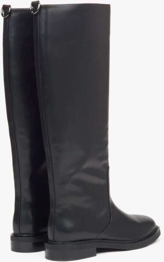 Estro Zwarte kniehoge laarzen voor dames met brede schacht Black Dames