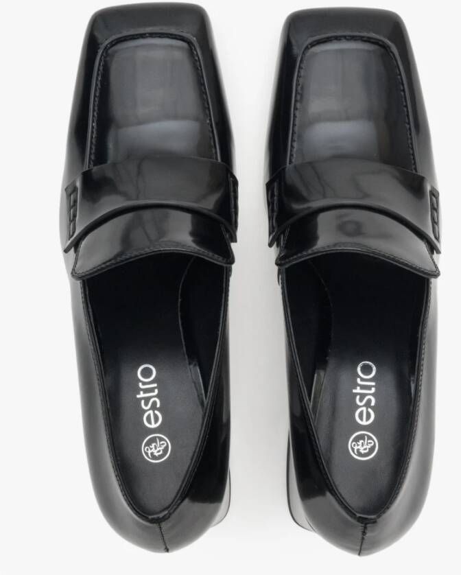 Estro Dames Zwarte Lakleren Blokhak Pumps Er00113582 Black Dames