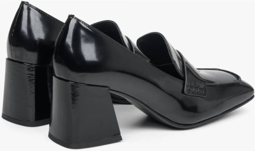 Estro Dames Zwarte Lakleren Blokhak Pumps Er00113582 Black Dames