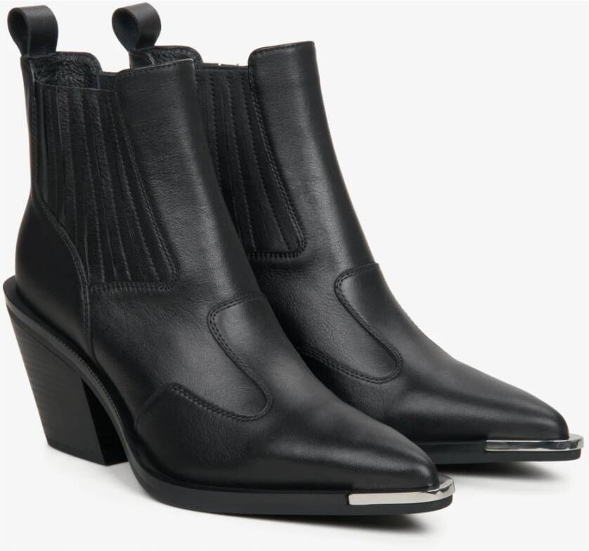 Estro Zwarte Dames Cowboy Laarzen gemaakt van Italiaans Echt Leer Er00114522 Black Dames