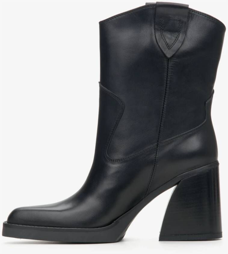 Estro Dames Lage Zwarte Cowboy Laarzen Gemaakt van Echt Leer Er00114354 Black Dames