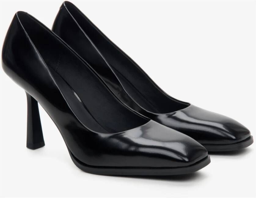 Estro Dames Zwarte Leren Hakken Er00114176 Black Dames