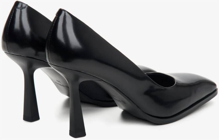 Estro Dames Zwarte Leren Hakken Er00114176 Black Dames