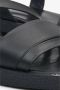 Estro Zwarte leren platte sandalen - Thumbnail 2