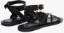 Estro Zwarte leren sandalen met bandjes en teenring - Thumbnail 2