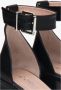 Estro Zwarte leren sandalen met blokhak - Thumbnail 2
